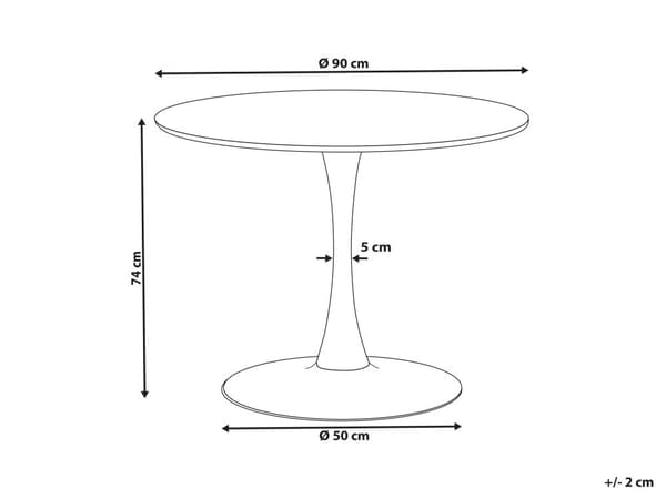 Marmor effekt Rundt Bistrobord 90 cm til Køkkenalrum Industriel Moderne Stil til 4 Personer