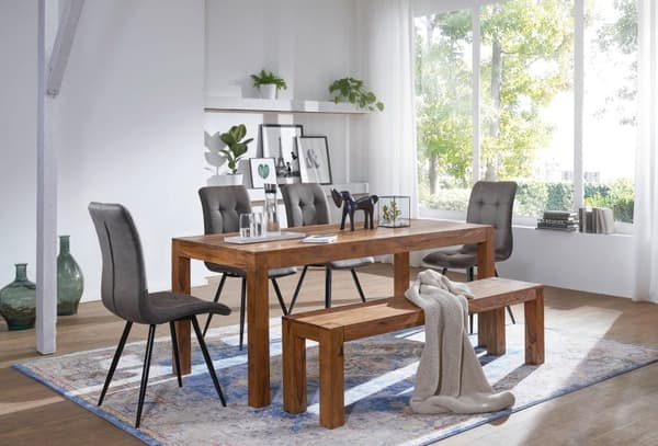 Rootz Sheesham massivt træ spisebord - køkkenbord - rektangulært spisebord - tidløst design, udtryksfuldt trækorn, sæder op til 8 - 160 cm x 80 cm x 7