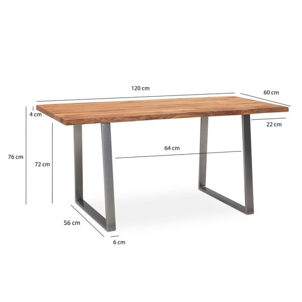 Rootz Massivt akacietræ Spisebord - Køkkenbord - Rektangulært bord - Håndlavet - Unik naturlig kant - Justerbar højde - 120 cm x 60 cm x 76 cm