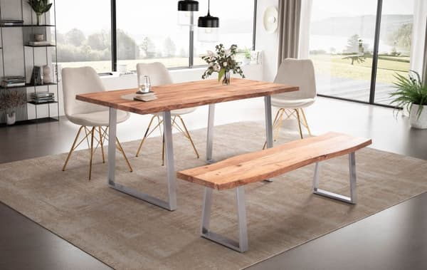 Rootz Massivt akacietræ spisebord - køkkenbord - rektangulært bord - håndlavet, unik naturlig kant, holdbart - 140 cm x 80 cm x 76 cm