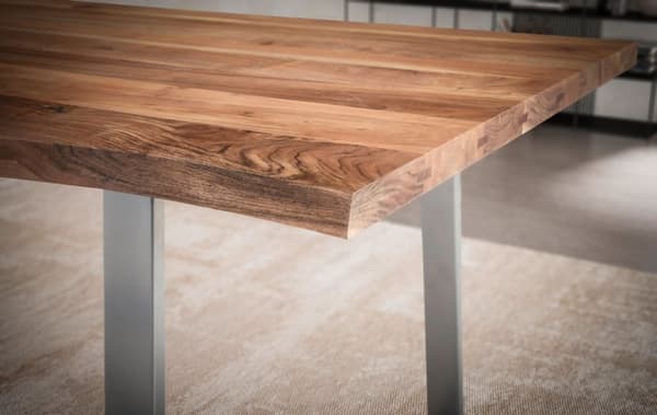 Rootz Massivt akacietræ spisebord - køkkenbord - rektangulært bord - håndlavet, unik naturlig kant, holdbart - 140 cm x 80 cm x 76 cm