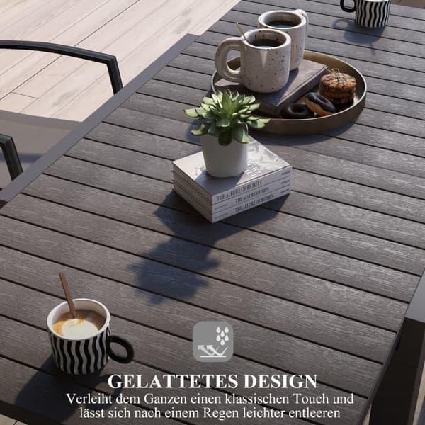 Rootz Havebord - Udendørsbord - Terrassebord - Vejrbestandig - Udvidelig - Letvægts - Effektiv vandafledning - 81/162 cm x 80 cm x 75 cm - Aluminium -