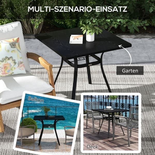 Rootz-ulkopöytä 4 hengelle - Patiopöytä - Puutarhapöytä - Tyylikäs muotoilu - Kestävä teräs - Helppo puhdistaa - 80cm x 80cm x 72cm