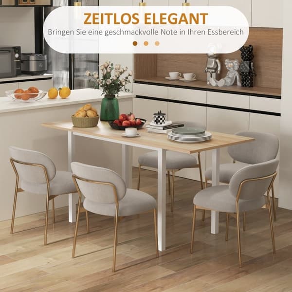 Rootz Spisebord til 6 Personer - Udklappeligt bord - Pladsbesparende Spisebord - Nemt at rengøre - 160L x 70W x 76H cm - MDF og stål