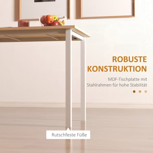 Rootz matbord för 6 personer - Utfällbart bord - Platssparande matbord - Lätt att rengöra - 160L x 70W x 76H cm - MDF och stål