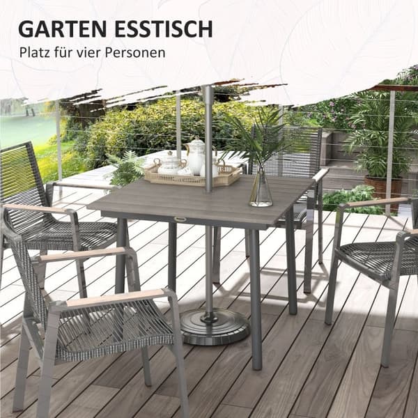 Rootz Trädgårdsbord - Utomhusmatbord - Loungebord - Väderbeständigt - Modern design - 90cm x 90cm x 75cm - Mörkgrå