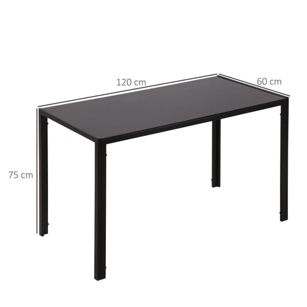 Rootz Matbord - Köksbord - Modernt matbord - Skiva i härdat glas - Hållbara metallben - 120cm x 60cm x 75cm - Svart