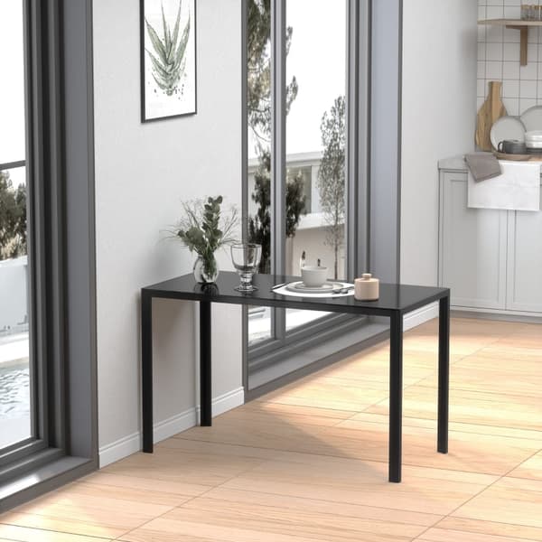 Rootz Matbord - Köksbord - Modernt matbord - Skiva i härdat glas - Hållbara metallben - 120cm x 60cm x 75cm - Svart