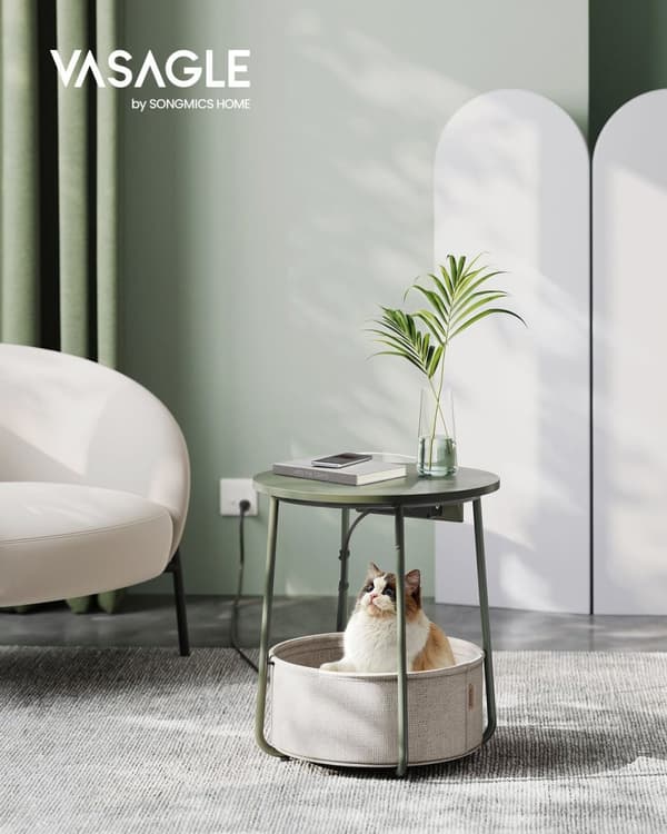 Rootz 3-delat sidobord - Forest Green Cream White - Chipboard Stål Polyester - Bärbar utemöbler - Förvaringskorg - Lätt - 45cm x 50cm x 50cm
