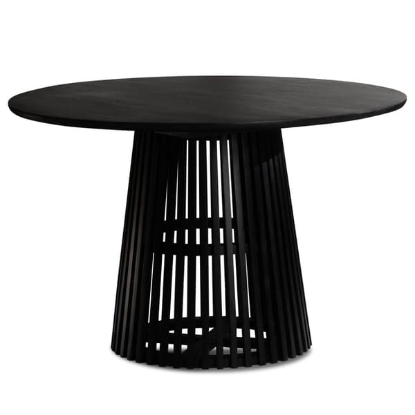 Rootz spisestuebord - moderne rundt køkkenbord - massivt træ, håndlavet - unikt design, holdbart, let at samle - 120 cm x 120 cm x 77 cm - sort