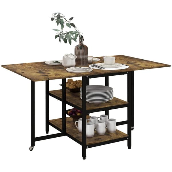 Rootz Matbord - Fällbart matbord - Industriell design - Stål - Spånskiva - Brun + Svart - 140 cm x 80 cm x 75 cm