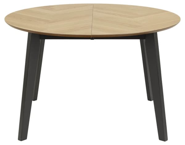 Georgetown spisebord Ø120/198 cm inkl. 2 tilleggsplater, sildebein, eik dekor.