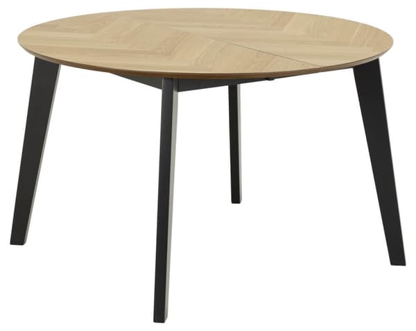 Georgetown spisebord Ø120/198 cm inkl. 2 tilleggsplater, sildebein, eik dekor.
