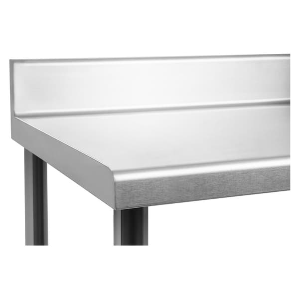 Køkkenbord, rustfri bordplade med kant og underhylde 100x60cm