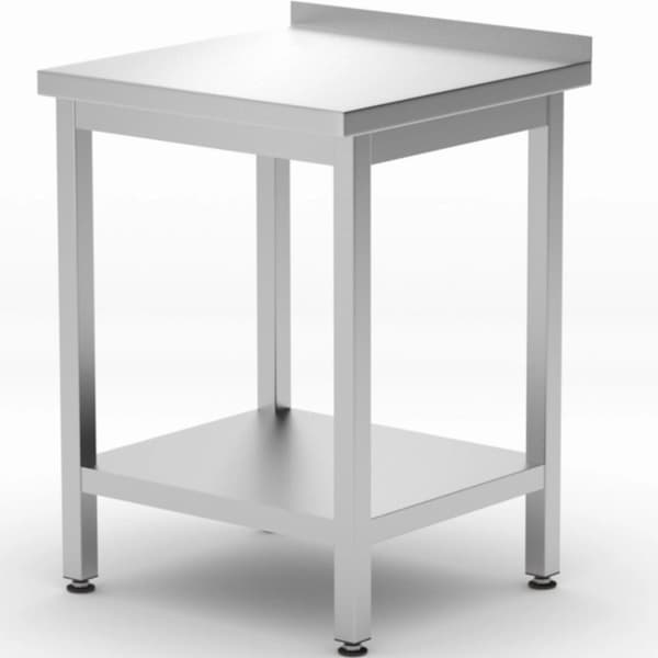 Væghængt bordplade med hyldekant Budget Line STÅL 600 x 600 x 850 mm - Hendi 817223