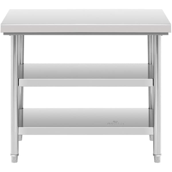Bord, rustfri bordplade med 2 hylder, 100x70cm
