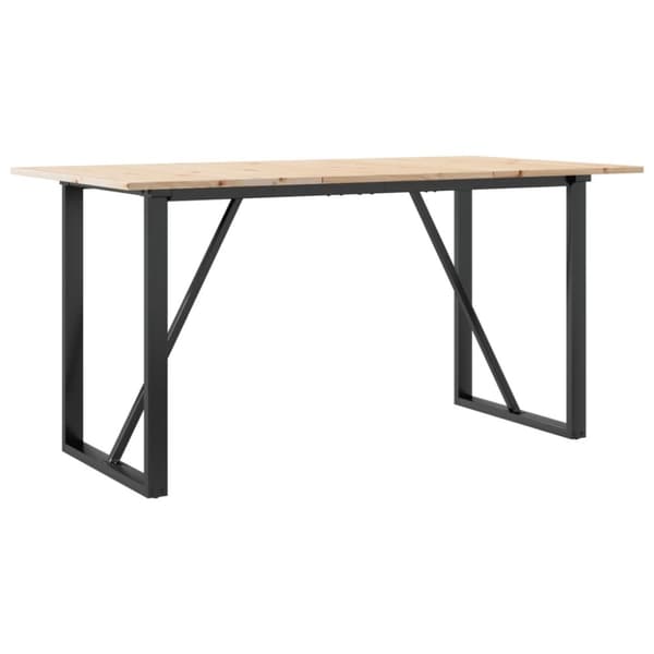 vidaXL spisebord 140x80x75 cm O-stel massivt fyrretræ og støbejern