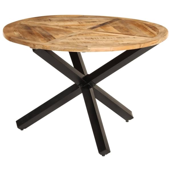 vidaXL spisebord Ø110x75 cm massivt ru mangotræ