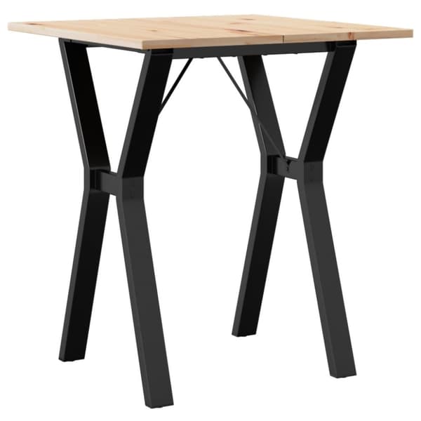 vidaXL Ruokapöytä Y-runko 70x70x75 cm täysi mänty ja terästä