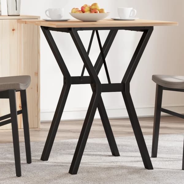 vidaXL Ruokapöytä Y-runko 70x70x75 cm täysi mänty ja terästä