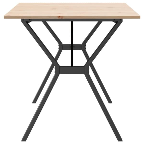 vidaXL spisebord 140x80x75 cm Y-stel massivt fyrretræ og støbejern