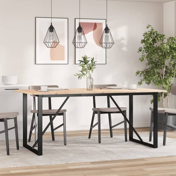 vidaXL spisebord 180x90x75 cm O-stel massivt fyrretræ og støbejern