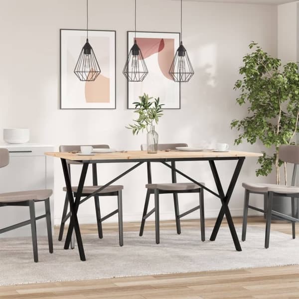 vidaXL Spisebord X-ramme 160x80x75 cm heltre furu og stål