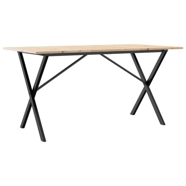 vidaXL Spisebord X-ramme 160x80x75 cm heltre furu og stål
