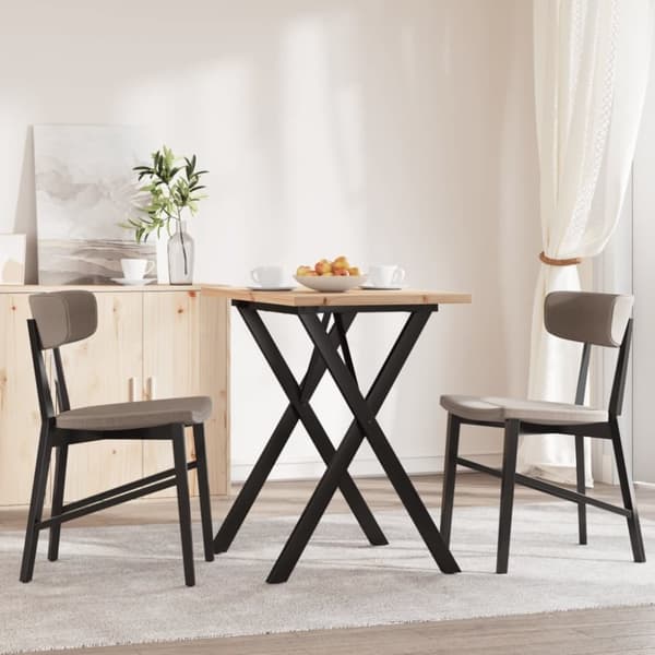 vidaXL Spisebord X-ramme 80x50x75,5 cm heltre furu og stål