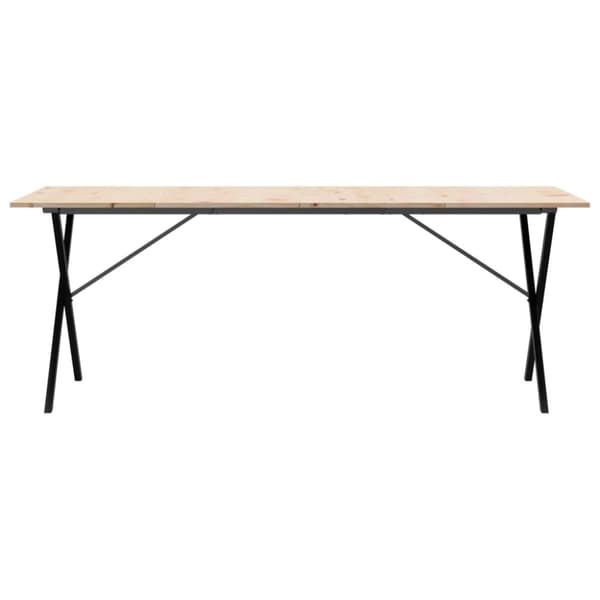 vidaXL spisebord 200x100x75 cm X-stel massivt fyrretræ og støbejern