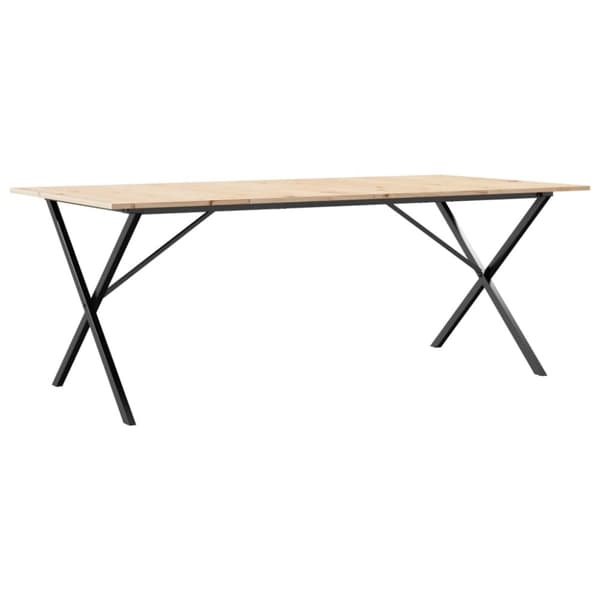 vidaXL spisebord 200x100x75 cm X-stel massivt fyrretræ og støbejern