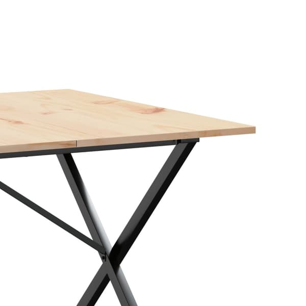 vidaXL spisebord 200x100x75 cm X-stel massivt fyrretræ og støbejern