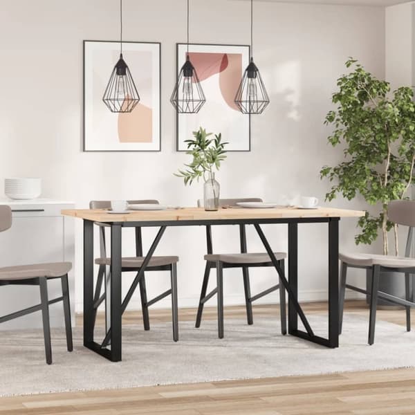 vidaXL Ruokapöytä O-runko 160x80x75,5 cm täysi mänty ja terästä