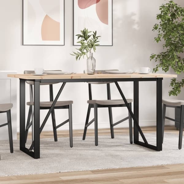 vidaXL Ruokapöytä O-runko 160x80x75,5 cm täysi mänty ja terästä