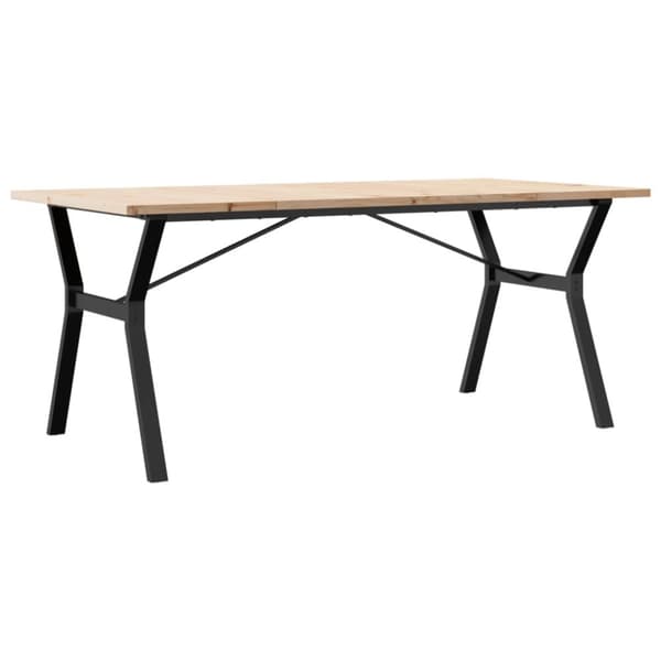 vidaXL Spisebord Y-ramme 180x90x75,5 cm heltre furu og stål
