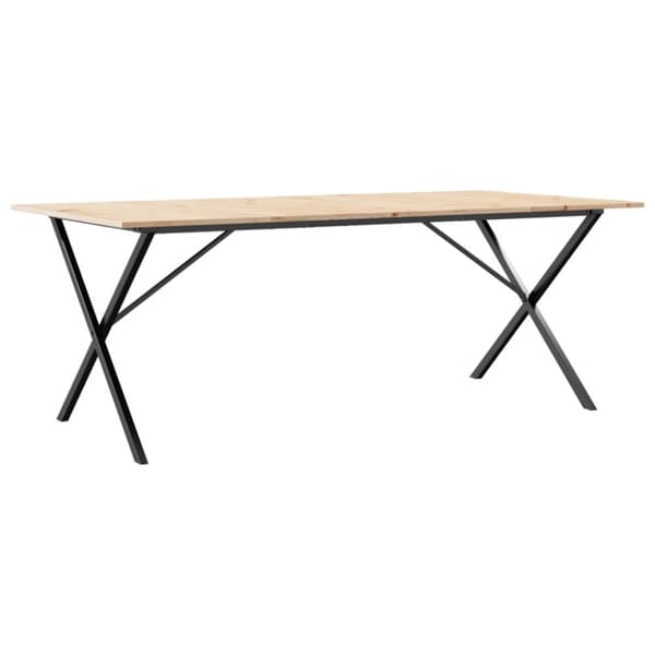 vidaXL Matbord X-ram 200x100x75 cm massiv furu och gjutjärn