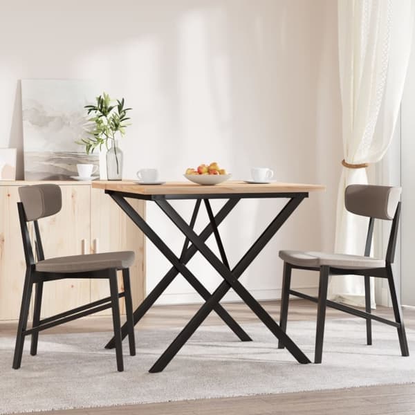 vidaXL Spisebord X-ramme 90x90x75,5 cm heltre furu og stål