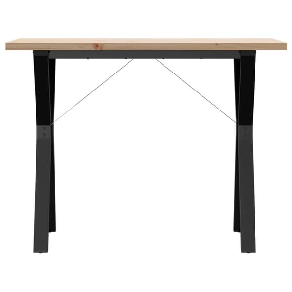 vidaXL Ruokapöytä Y-runko 100x50x75,5 cm täysi mänty ja terästä