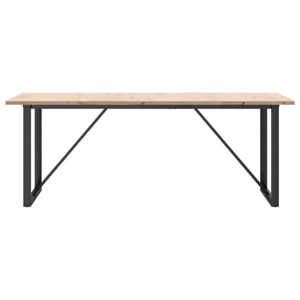 vidaXL spisebord 200x100x75,5 cm O-stel massivt fyrretræ og støbejern