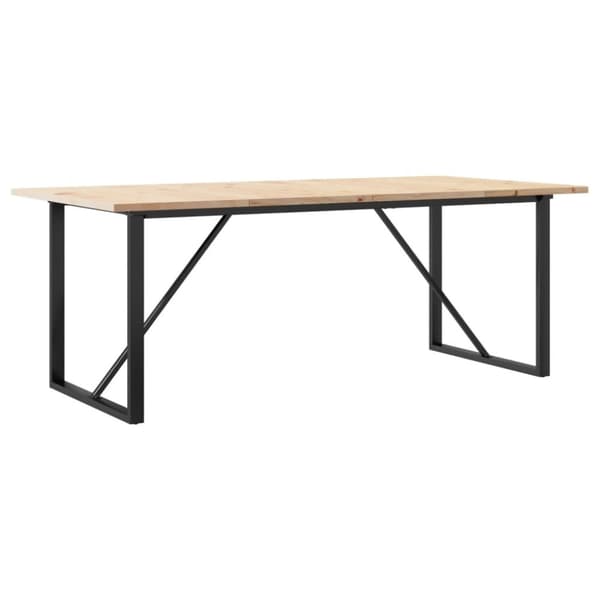 vidaXL Spisebord O-ramme 200x100x75,5 cm heltre furu og stål