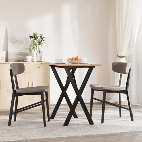 vidaXL Ruokapöytä X-runko 80x50x75 cm täysi mänty ja terästä