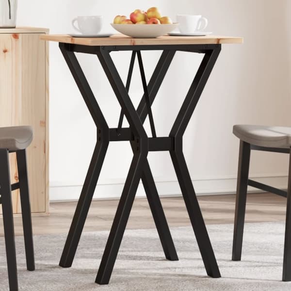 vidaXL spisebord 50x50x75 cm Y-stel massivt fyrretræ og støbejern