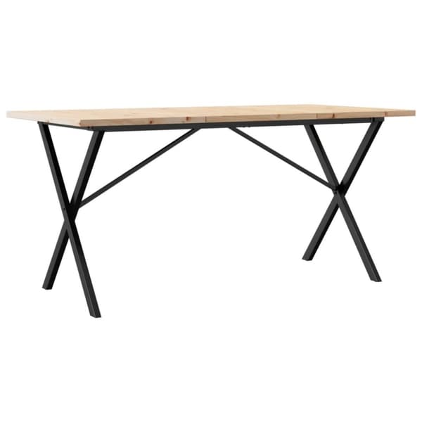 vidaXL spisebord 140x80x75,5 cm X-stel massivt fyrretræ og støbejern