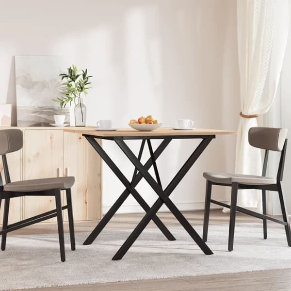 vidaXL Ruokapöytä X-runko 90x90x75 cm täysi mänty ja terästä