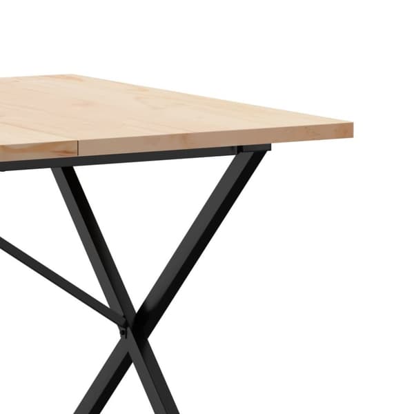 vidaXL spisebord 200x100x75,5 cm X-stel massivt fyrretræ og støbejern