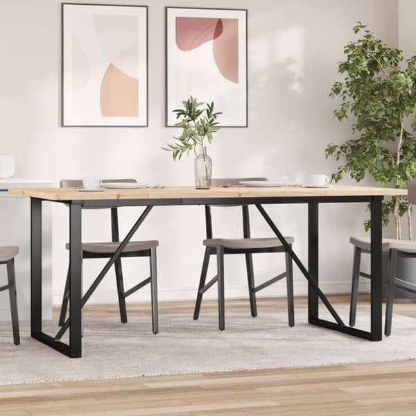 vidaXL Spisebord O-ramme 180x90x75,5 cm heltre furu og stål