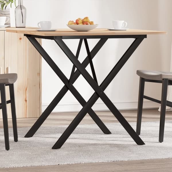 vidaXL Ruokapöytä X-runko 80x80x75 cm täysi mänty ja terästä