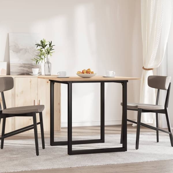 vidaXL Spisebord O-ramme 90x90x75 cm heltre furu og stål