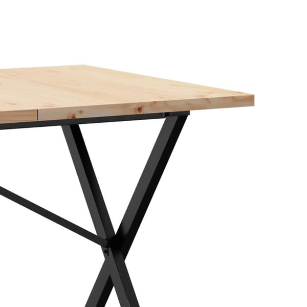 vidaXL spisebord 160x80x75,5 cm X-stel massivt fyrretræ og støbejern
