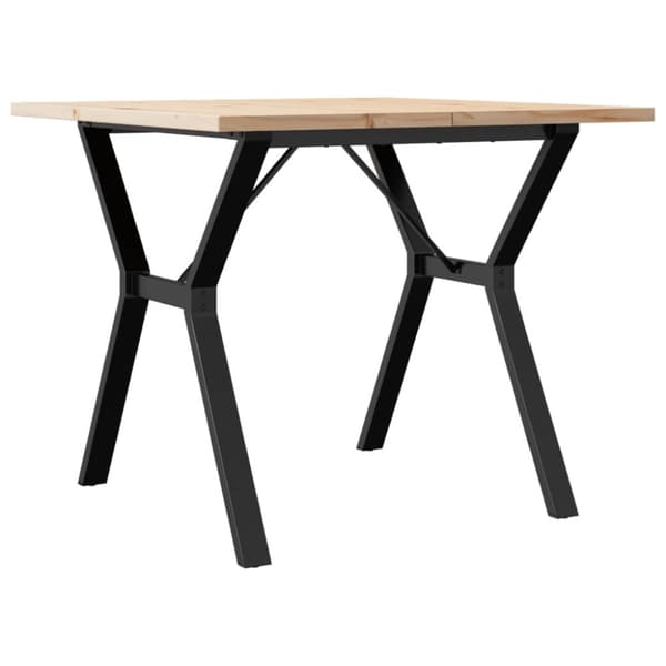 vidaXL spisebord 90x90x75,5 cm Y-stel massivt fyrretræ og støbejern